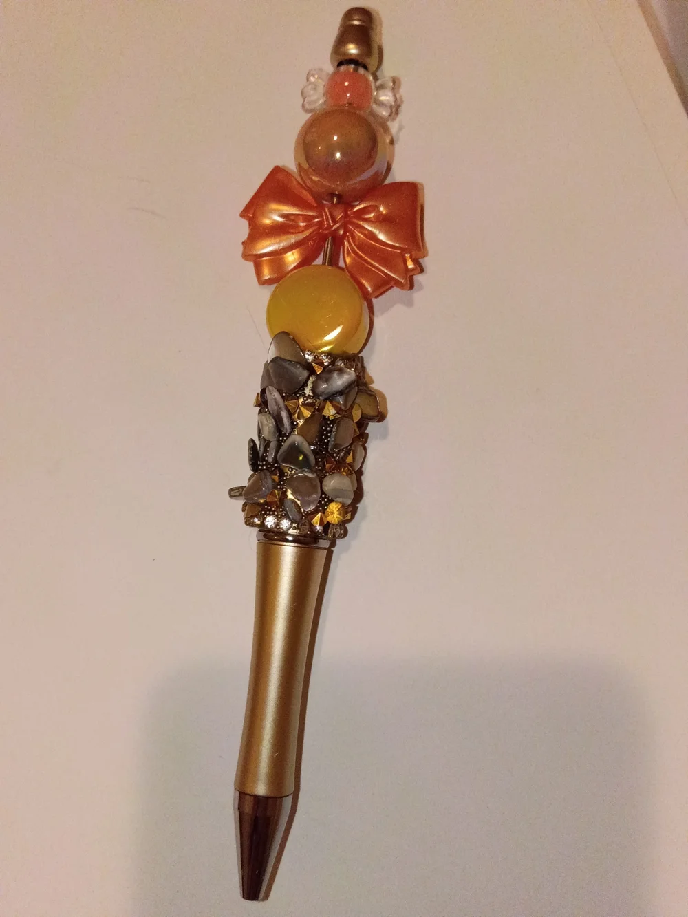 Gold and Orange Decorative Bow Pen - Home Accents